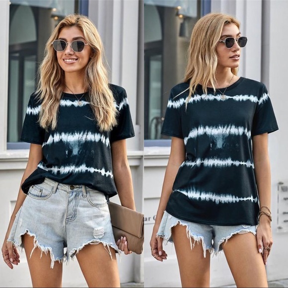 Infinity Raine Tops - HAZY DAYS TIE DYE STRIPE SHORT SLEEVE TOP